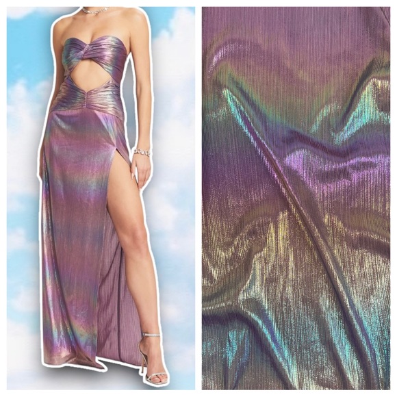 Retrofete Dresses & Skirts - NWT RETROFETE Soleil Dress Lilac Aurora Pastel Rainbow Formal Prom Metallic Y2K